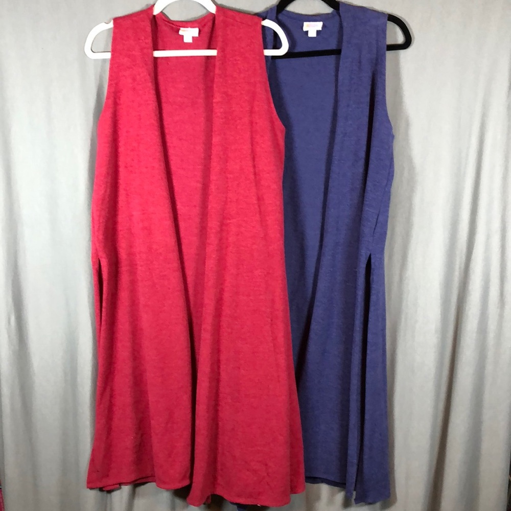 Lularoe Joy - Long Vest Cover Ups - Fuchsia & Blue - 2pk